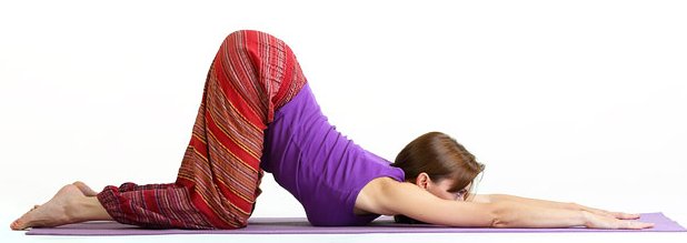 Woman Practicing Yoga at Home, Stands on Knees and Stretching Hand To the  Back Stock Image - Image of knee, bodycare: 206447353